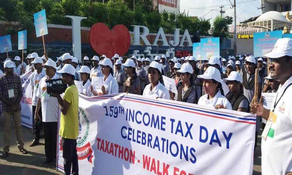 Rally to mark Income Tax Day taken out in Rajamahendravaram