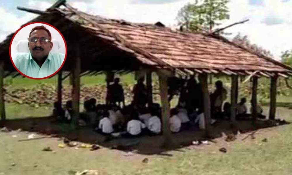 Students in this Madhya Pradesh village study under thatched roof