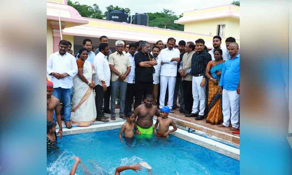 City MLA Bhumana Karunakar Reddy opens swimming pool in Tirupati