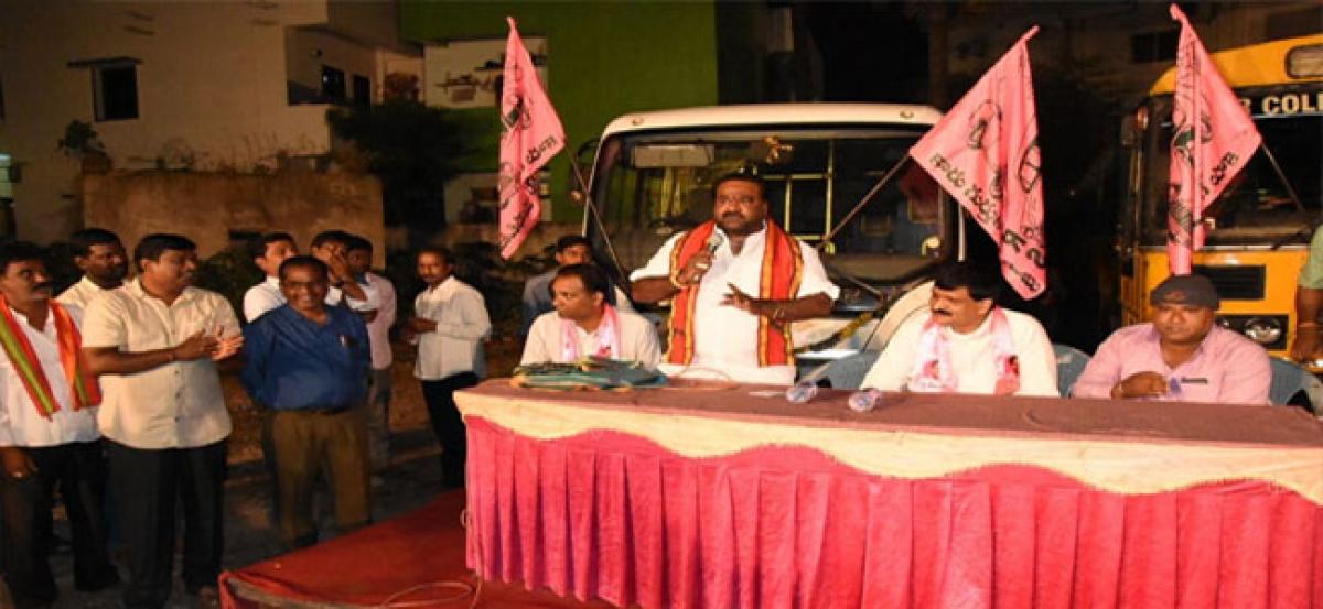 Mynampally campaigns in Sarawathi Nagar