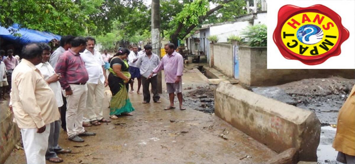 Row over drain: Officials inspect spot