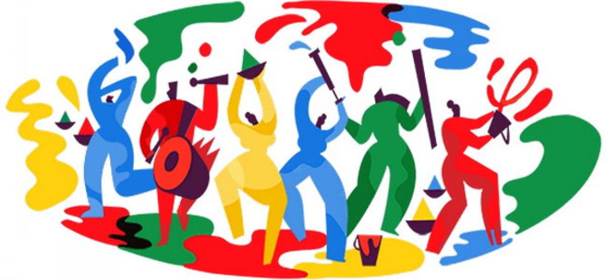 Google marks festival of Holi with colourful doodle