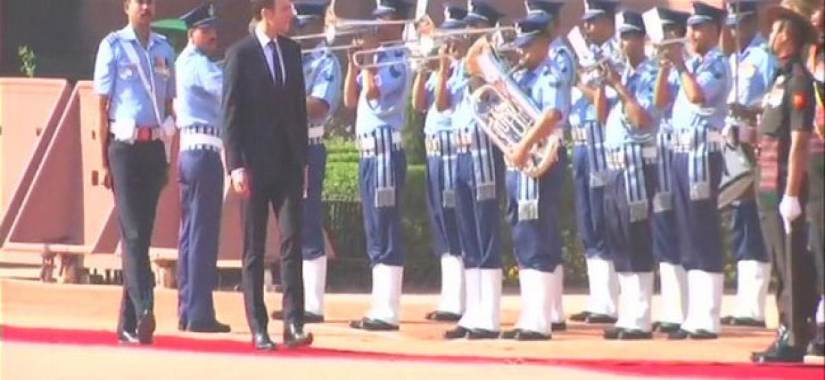 French President Macron inspects guard of honour