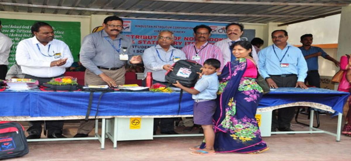 HPCL-VR  CGM distributes note books, school bags