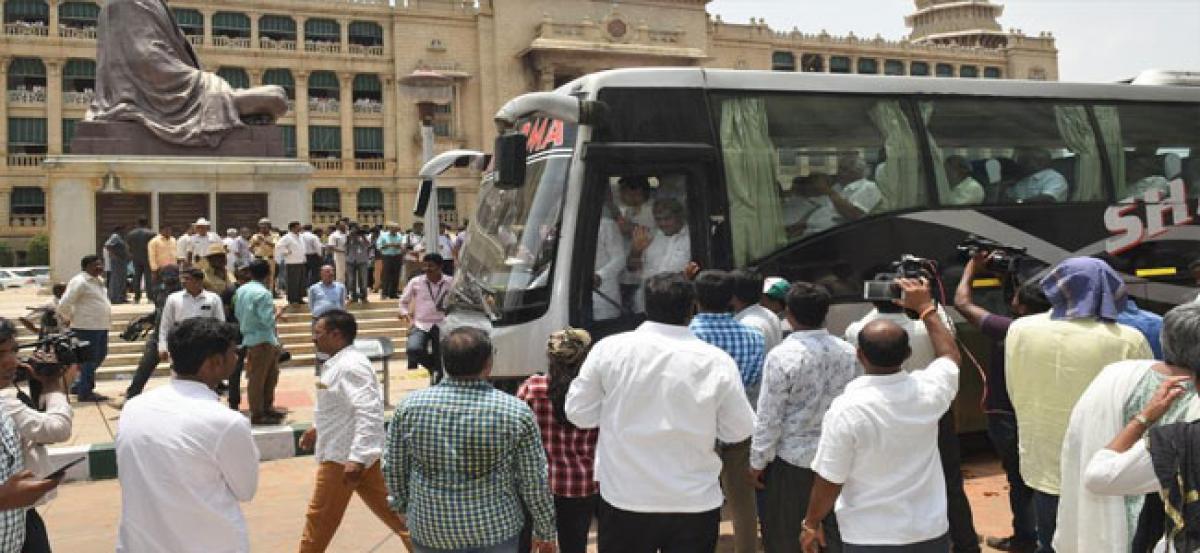 Congress, JD(S) MLAs being shifted to Hyderabad hotel from Karnataka