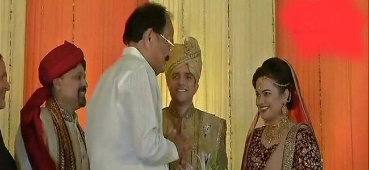 VP Naidu, LS Speaker bless IAS toppers Tina Dabi-Athar Amir Khan on their wedding reception