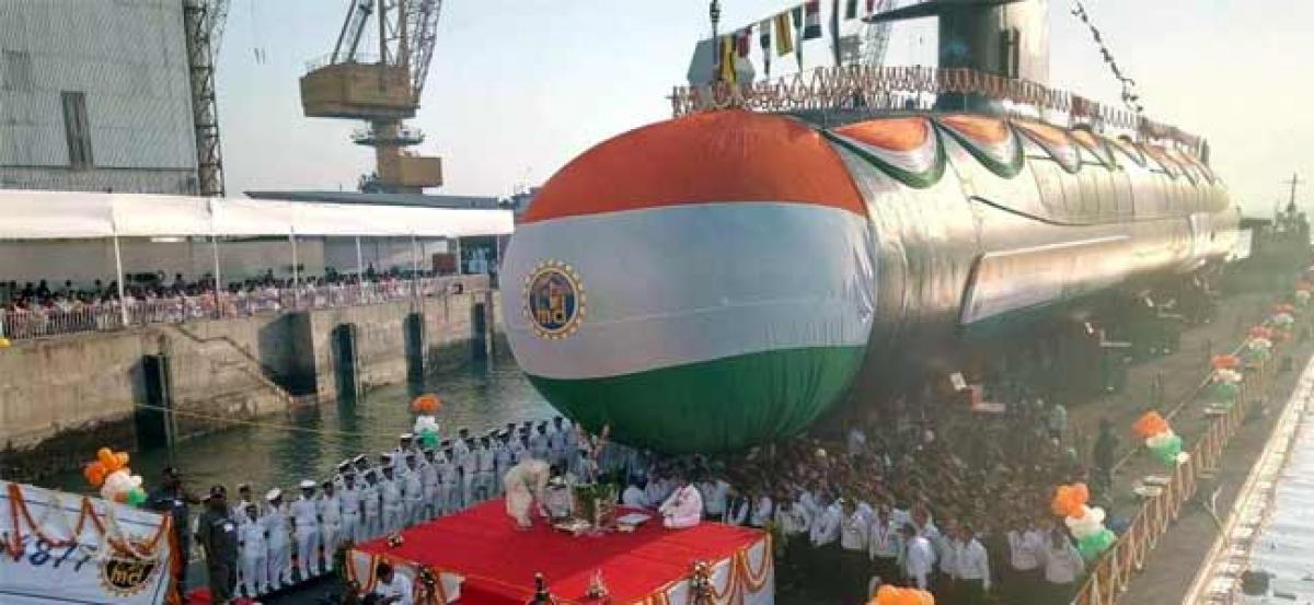 Second and third Scorpene-class submarines of Indian Navy undergoing sea trials