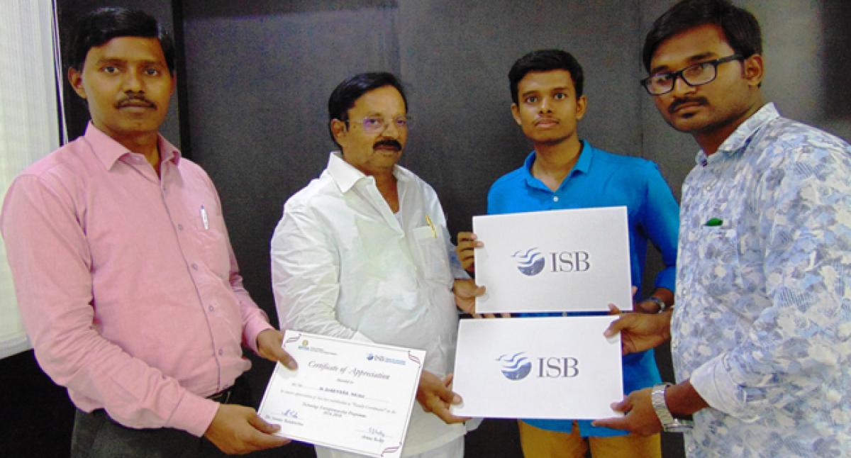 Indian School of Business presents certificates of merit to 4 Anantha Lakshmi students