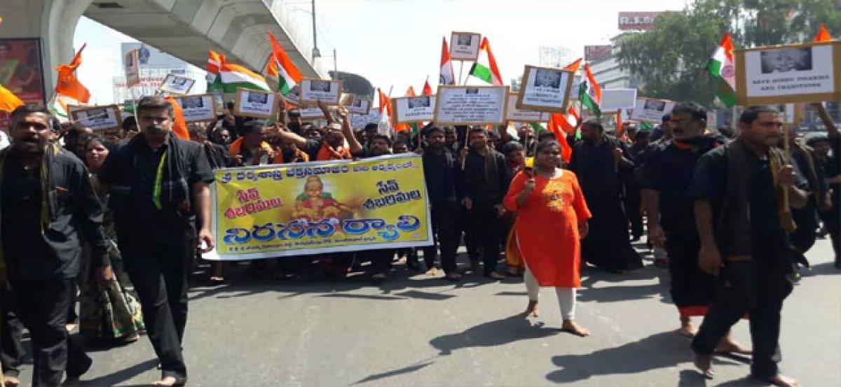 Ayyappa devotees rally against Supreme Court ruling