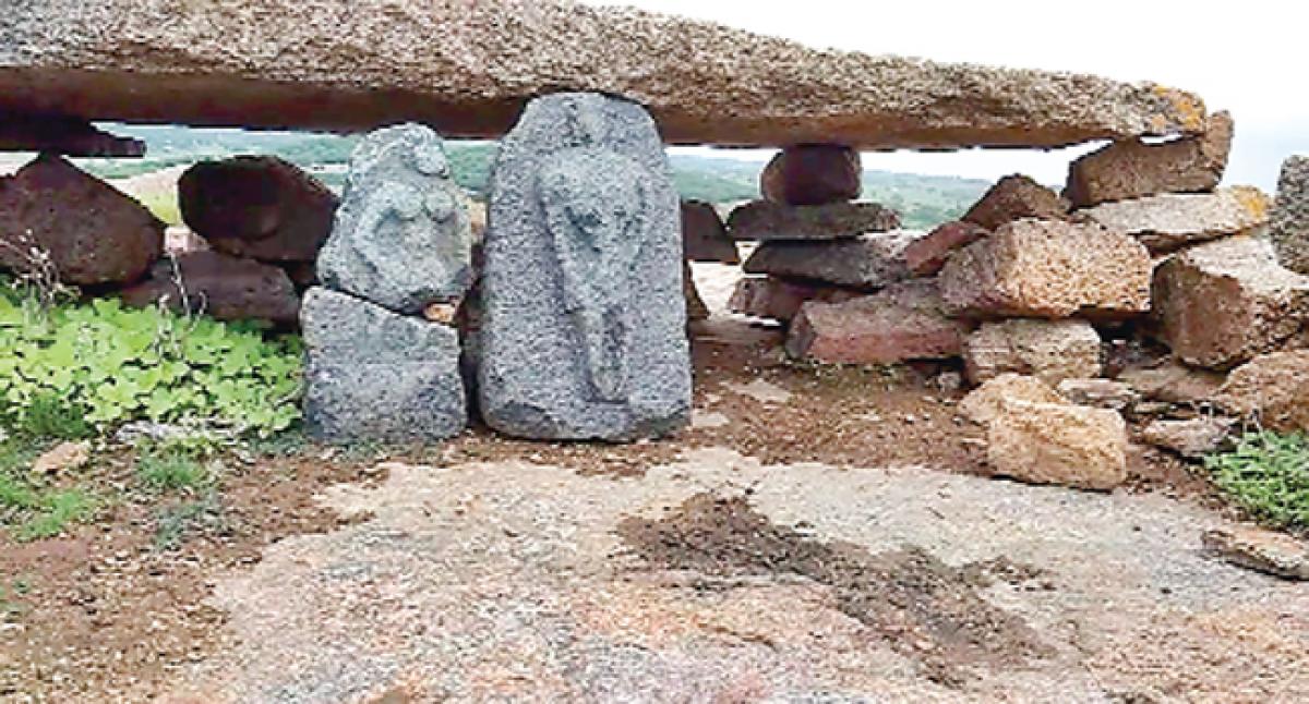 Rare sculptures on a scenic hillock