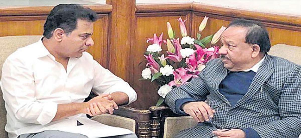 KTR meets Union Ministers, puts forth demands for Telangana