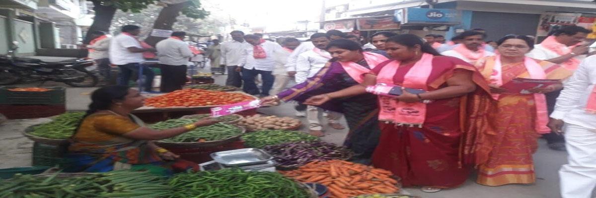Hafizpet corporator Pujitha canvasses for TRS