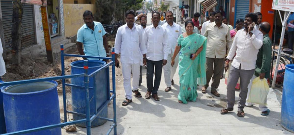 CC road works inspected by Corporator M Lakshmi Bai