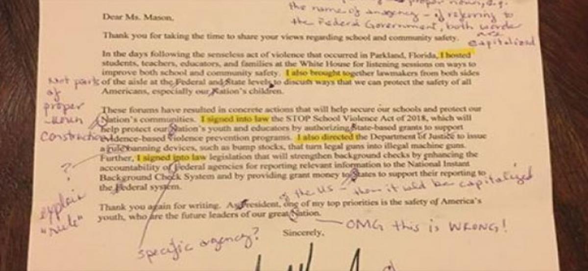 Retired English teacher corrects a White House letter and sends it back