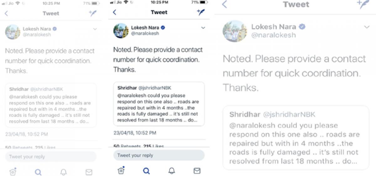 Lokesh makes use of Twitter to redress public grievances