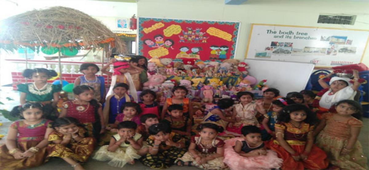 Schoolchildren have a traditional Sankranthi fete