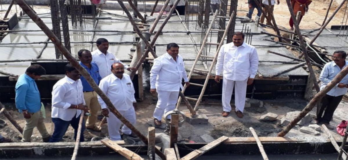 MLA inspects construction  of 2-BHK houses