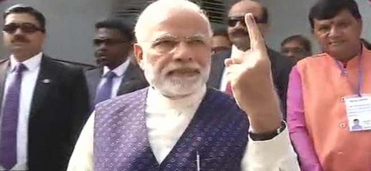 Gujarat polls: PM Modi casts his vote in Sabarmati