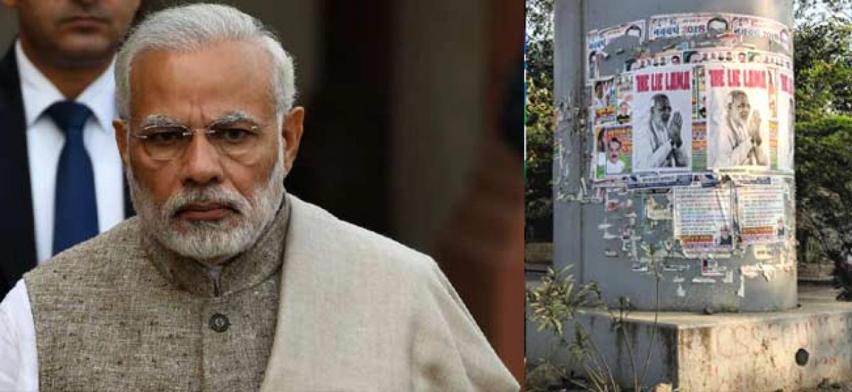 Delhi: Posters calling PM Modi Lie Lama removed, case registered