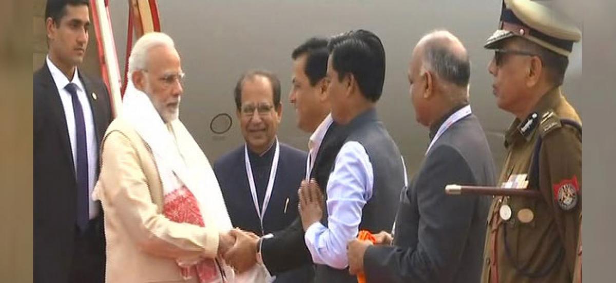 PM Modi reaches Guwahati to inaugurate Global Investors Summit 2018