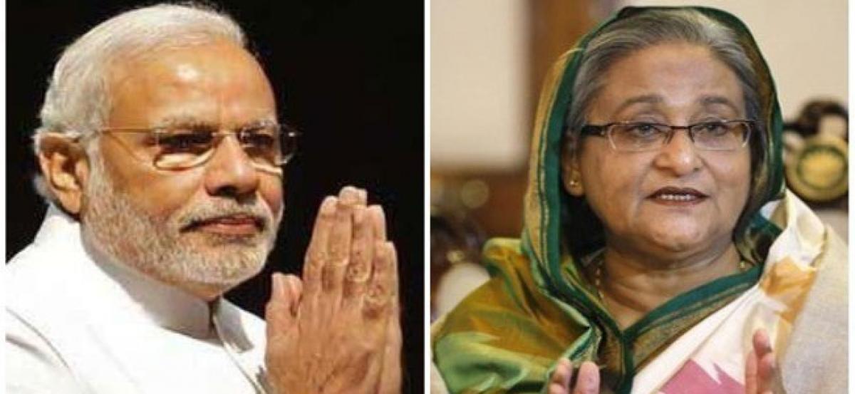 PM Modi, Hasina reach Santiniketan