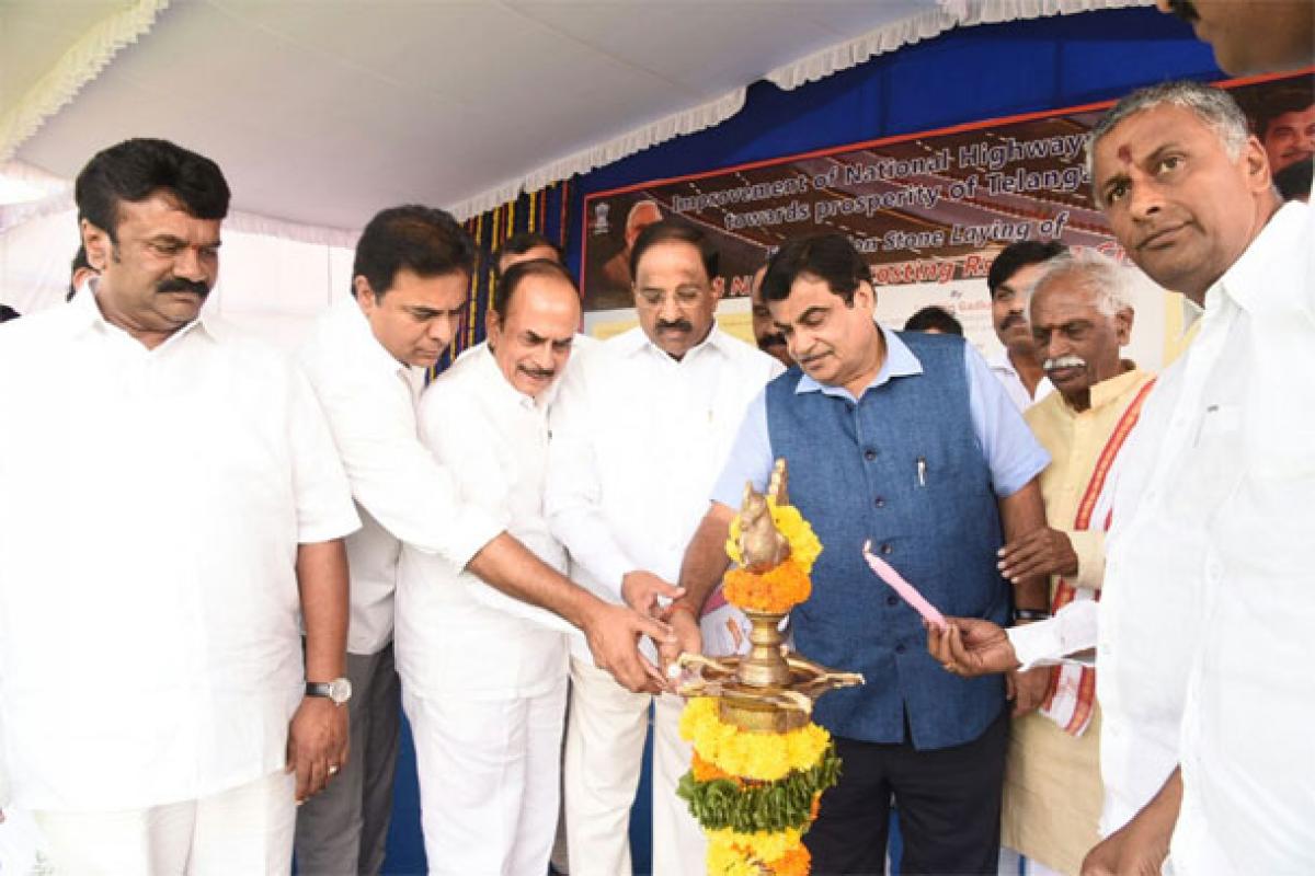 Nitin Gadkari lays foundation stone for National Highway projects in Telangana