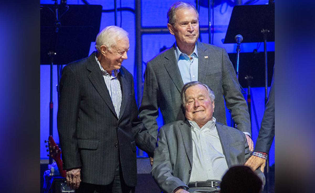 Former United States Presidents Take Stage At Hurricane Benefit Concert