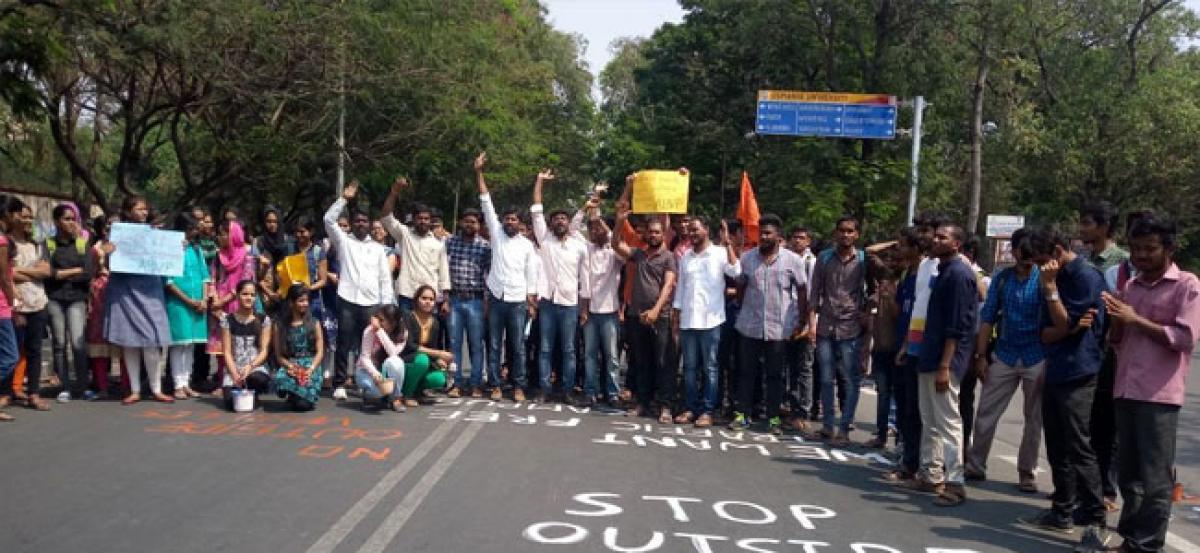 Students protest for making OU traffic-free