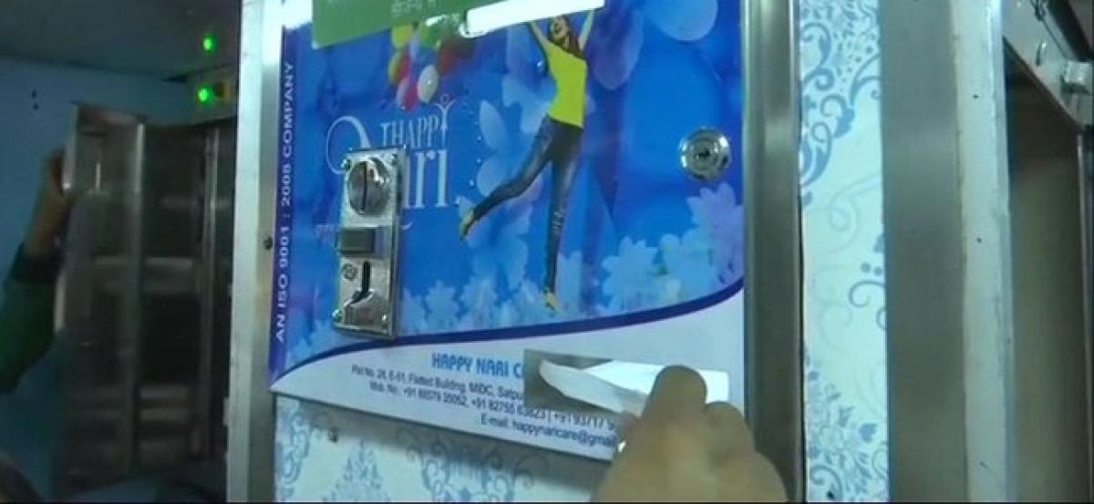 Sanitary pad dispenser installed in Rajdhani Express