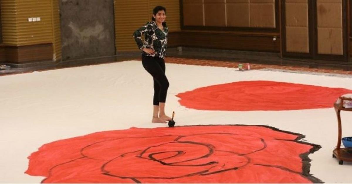 Hyderabad girl creates worlds largest painting by feet