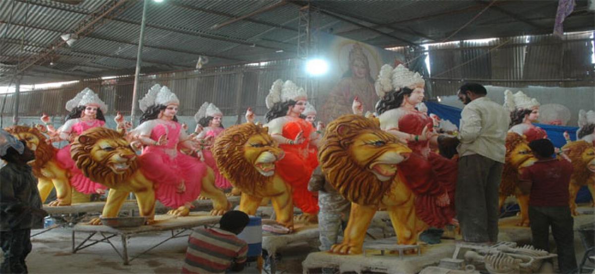 It is the turn of Durga idols, Dhoolpet buzzing with activity