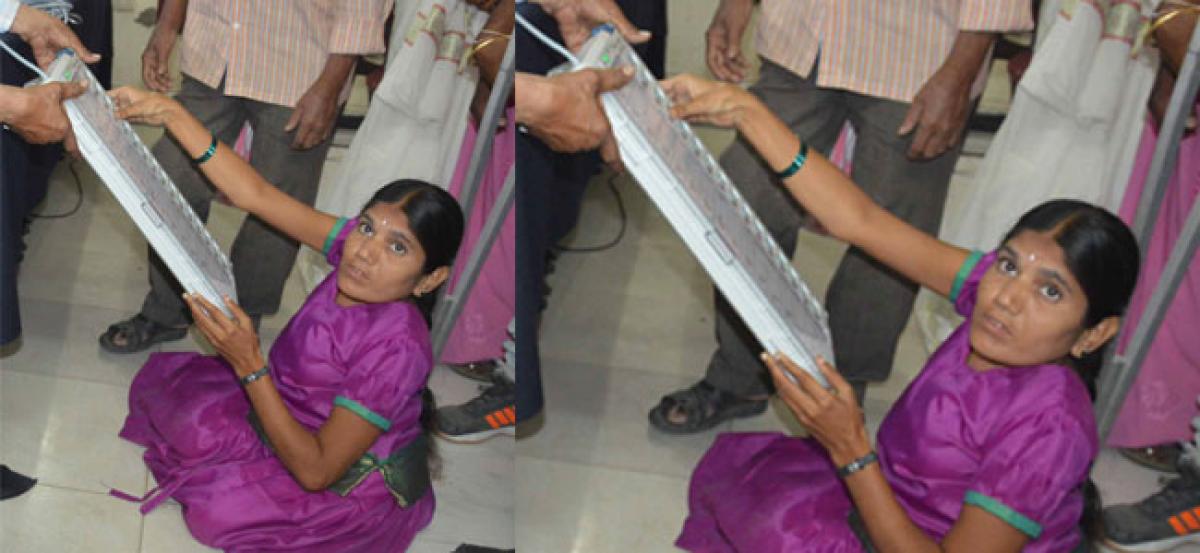 Physically challenged learn casting of votes