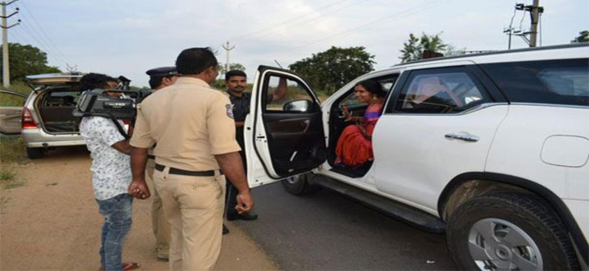 Ex-Deputy Speaker Padma Devender Reddy vehicle checked
