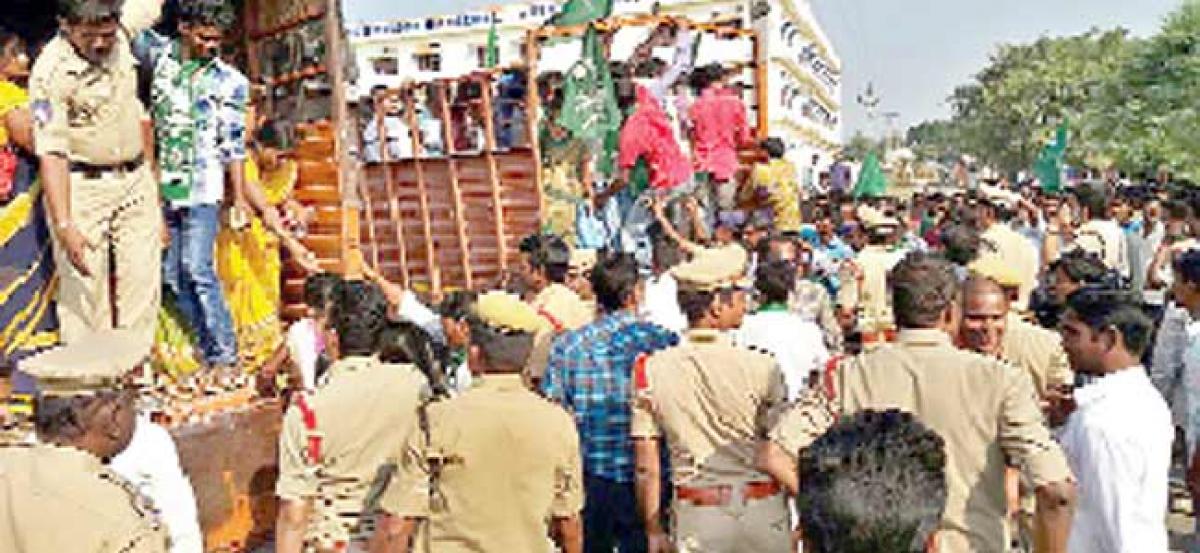 Tension prevails in Mahabubabad