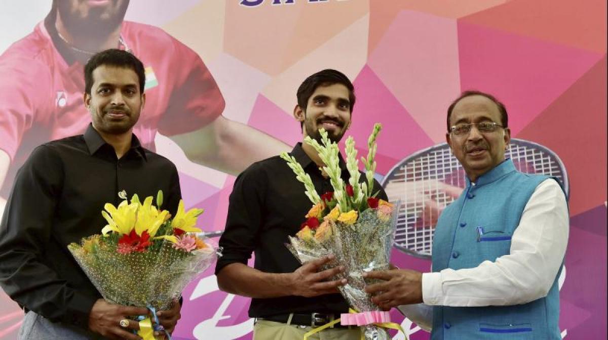 Kidambi Srikanth and Pullela Gopichand felicitated