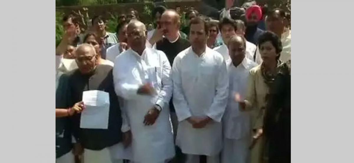 Led by Rahul, Cong MPs stage protest demanding review plea on SC verdict on SC/ST Act