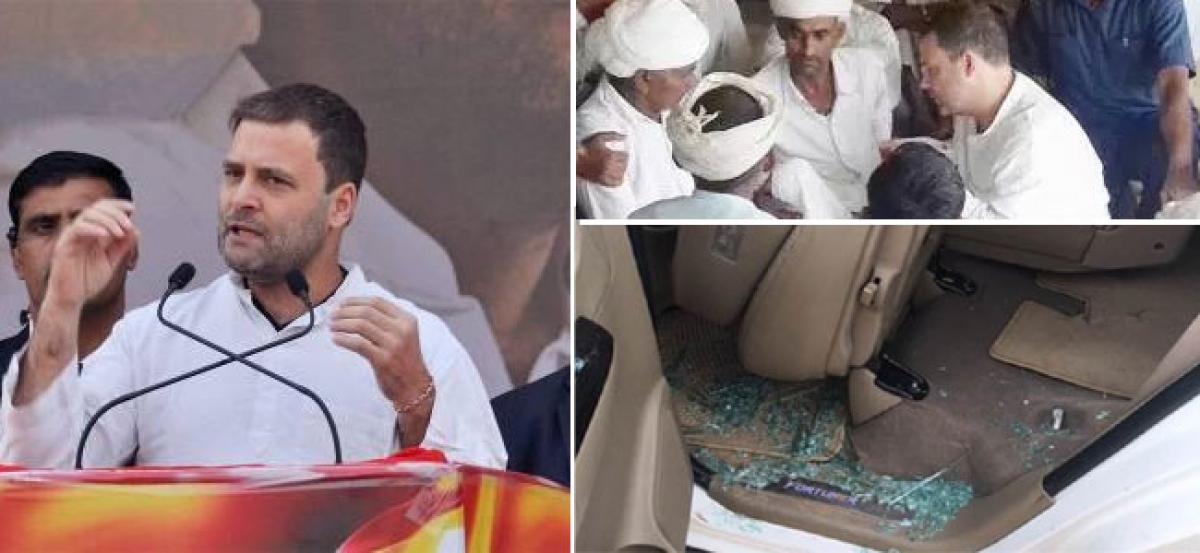 Rahul Gandhis car attacked, shown black flags in Gujarat