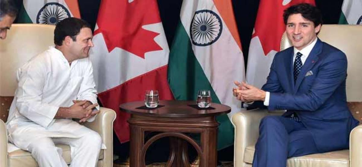 Rahul Gandhi meets Justin Trudeau; both share commitment towards liberal values