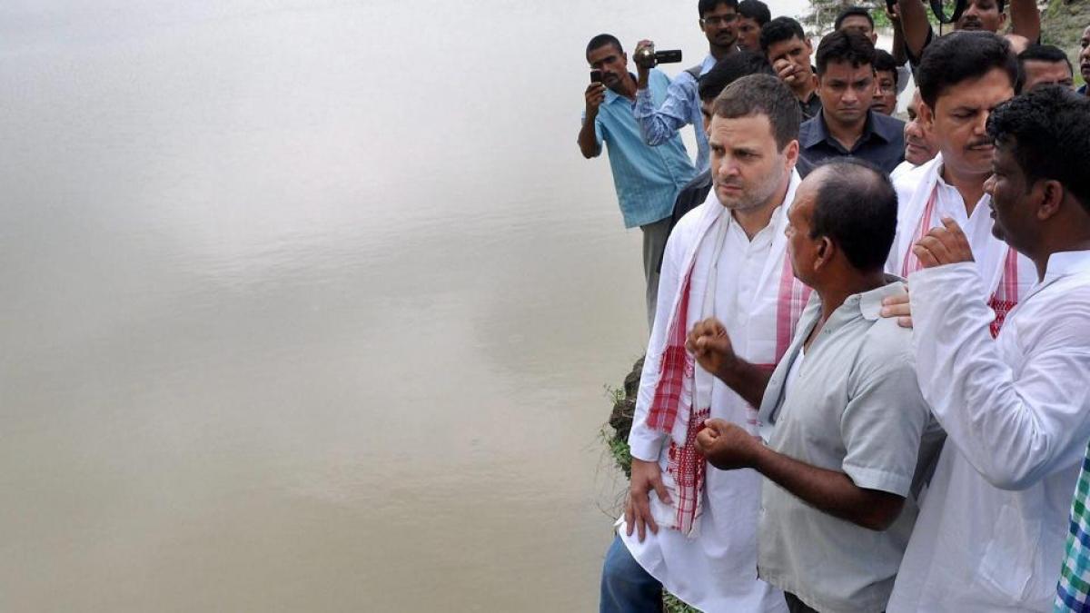 Rahul Gandhi visits flood affected villages in Rajasthan