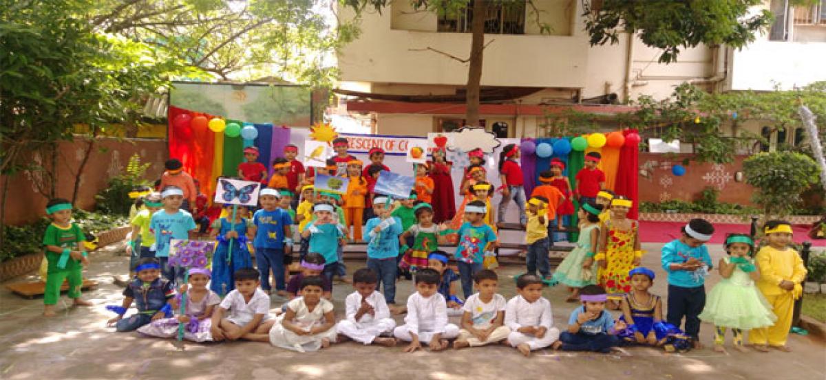 Rainbow descends on the Sister Nivedita School