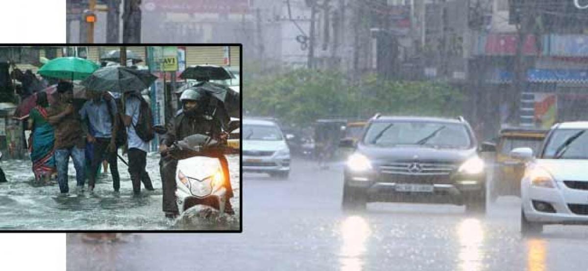 Traffic moving with snail pace at many junctions in the city due to sudden rains