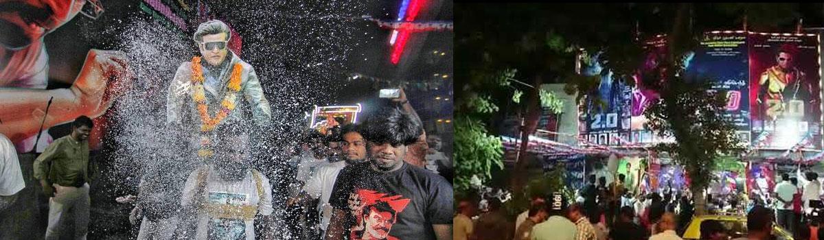 Fans celebrate Thalaivars 2.0 release