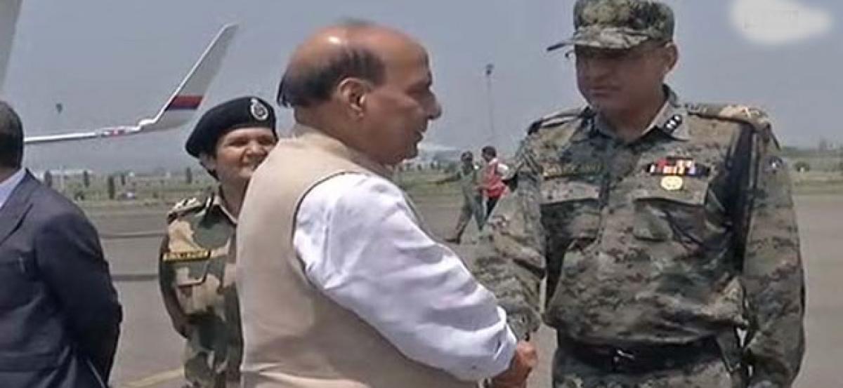 Rajnath Singh arrives in Srinagar