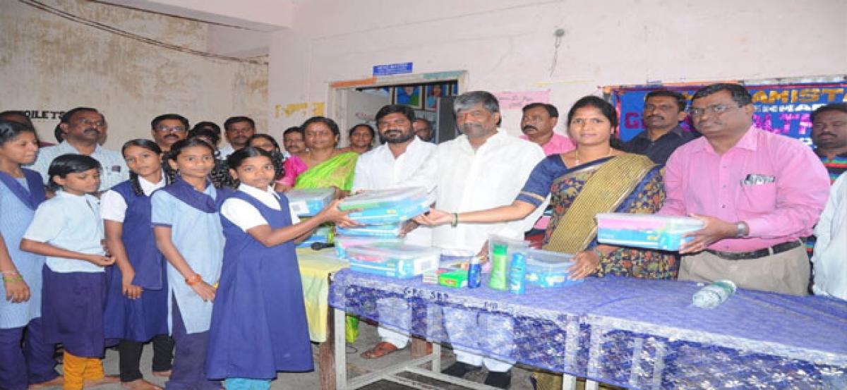 Minister Padma Rao distributes health & hygiene kits