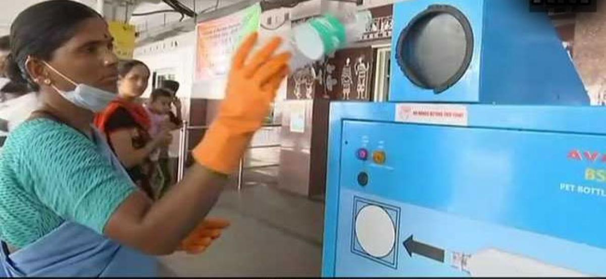 Machines installed to recycle waste plastic bottles at Hyderabad railway stations