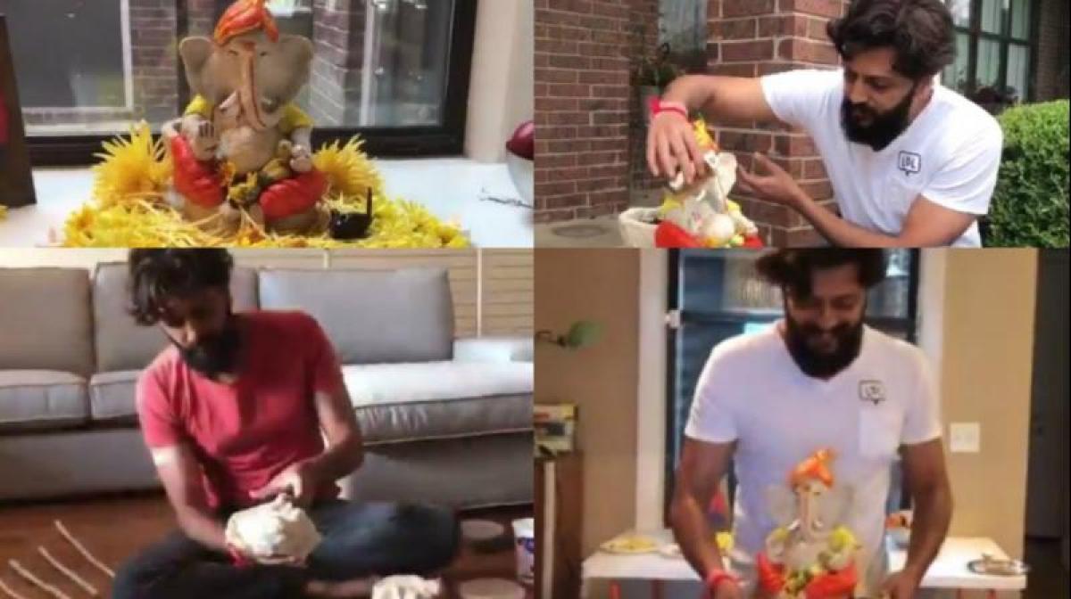 B-Town stars laud Riteish as he makes eco-friendly Ganesha, dedicates it to farmers