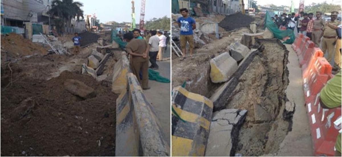 Anna Salai road caves-in once again in Chennai