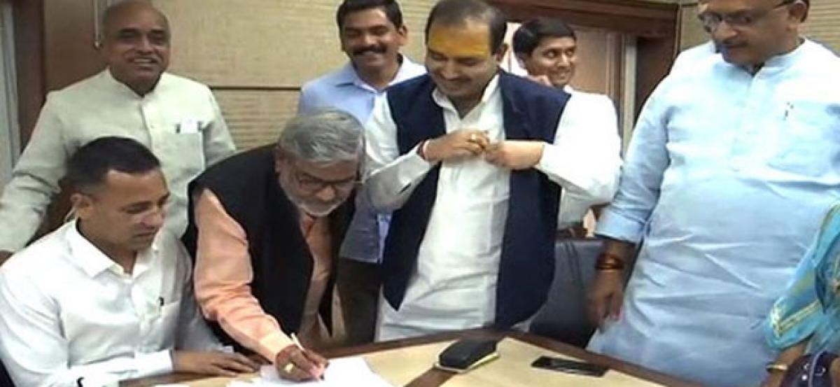 BJPs Thawar Chand Gehlot, Ajay Pratap Singh and Kailash Soni file nomination for RS polls