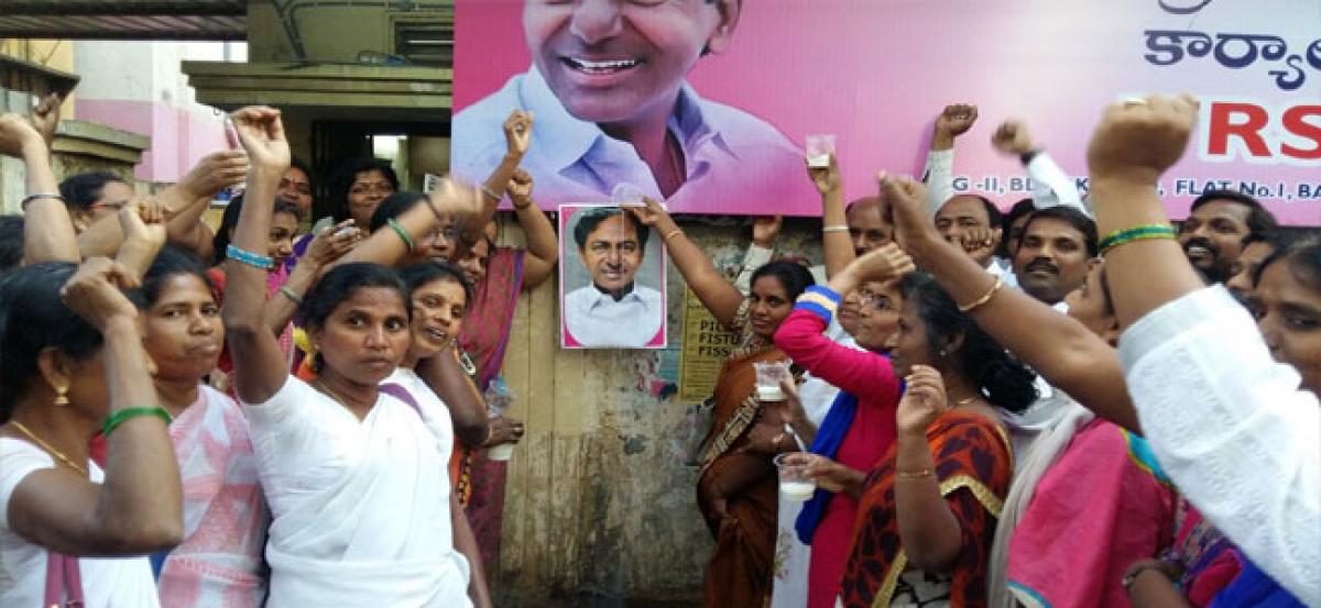 Milk poured over KCR’s portrait