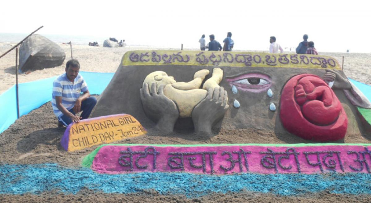 Sculpture on Girl Child Day grabs eyeballs